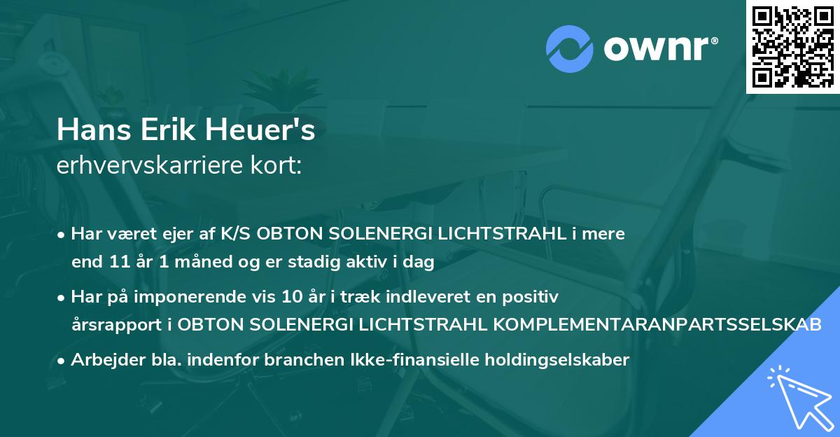 Hans Erik Heuer's erhvervskarriere kort
