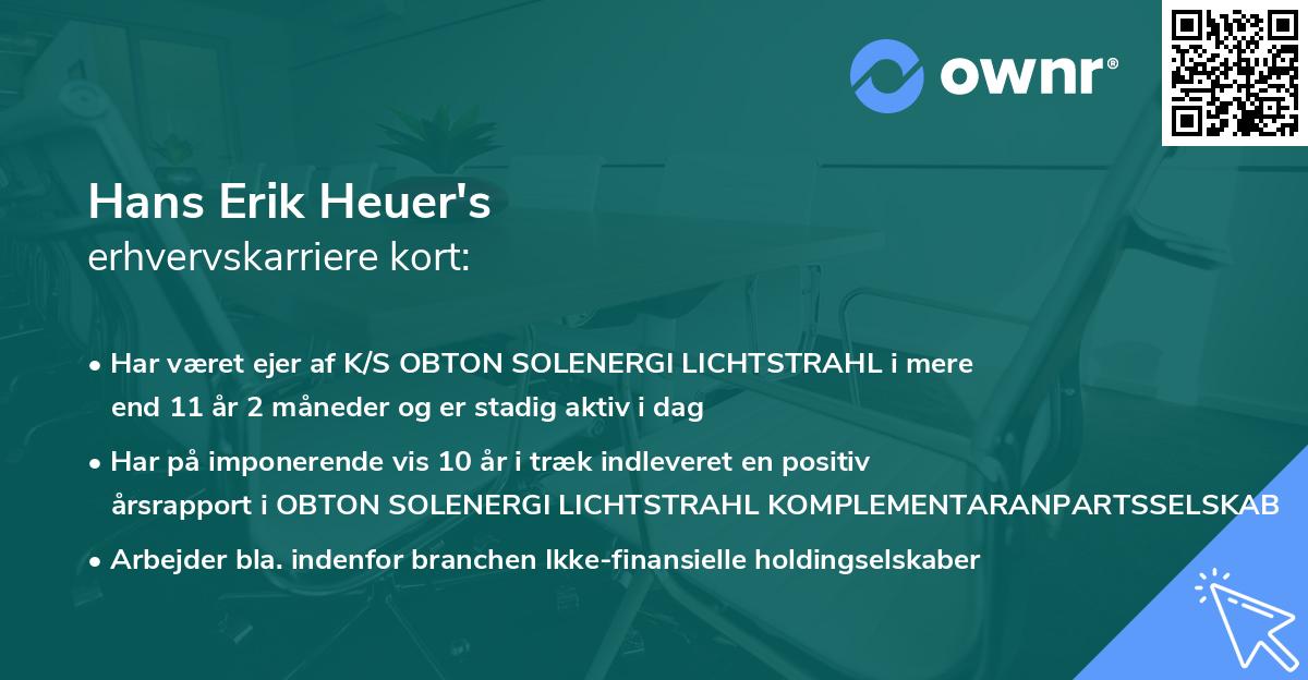 Hans Erik Heuer's erhvervskarriere kort