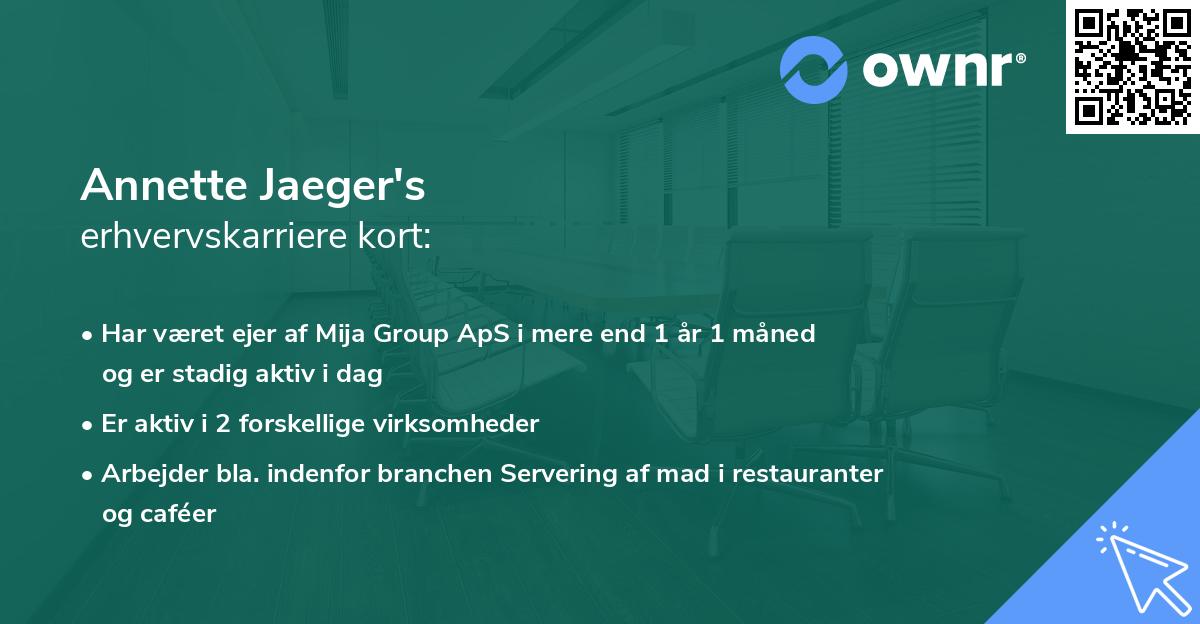 Annette Jaeger's erhvervskarriere kort