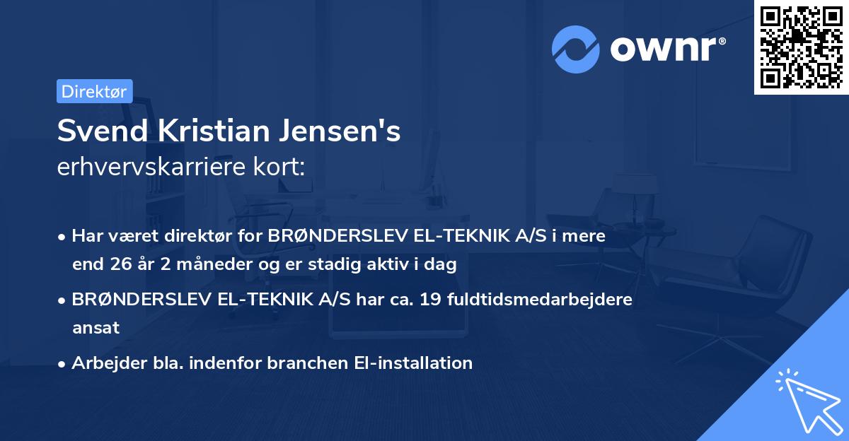 Svend Kristian Jensen's erhvervskarriere kort