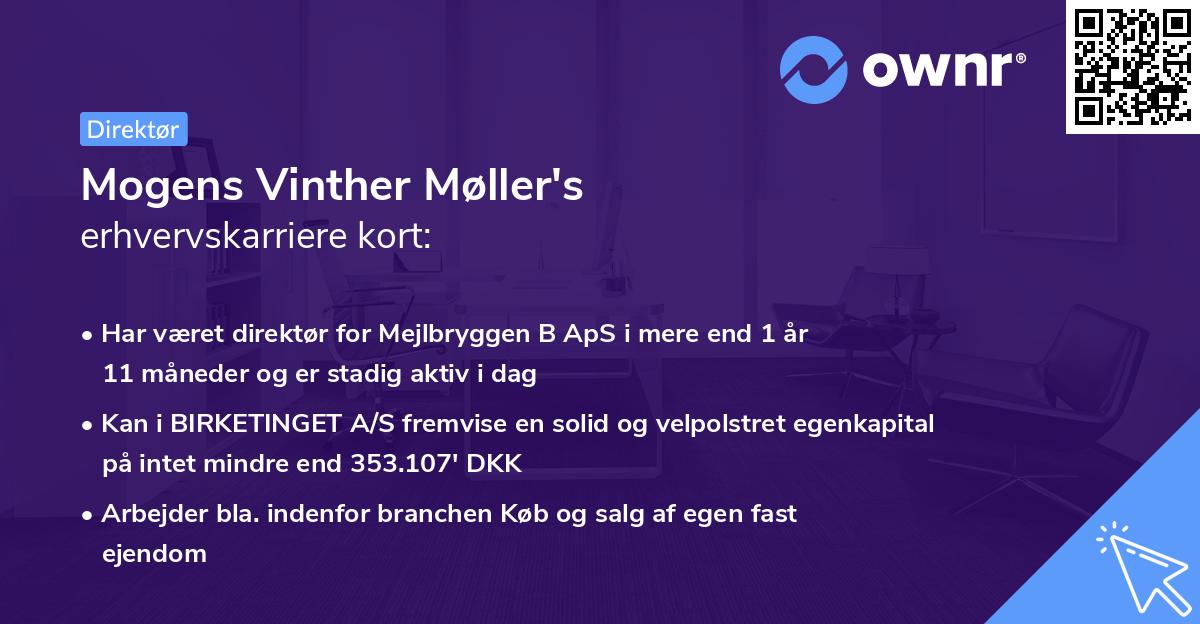 Mogens Vinther Møller's erhvervskarriere kort