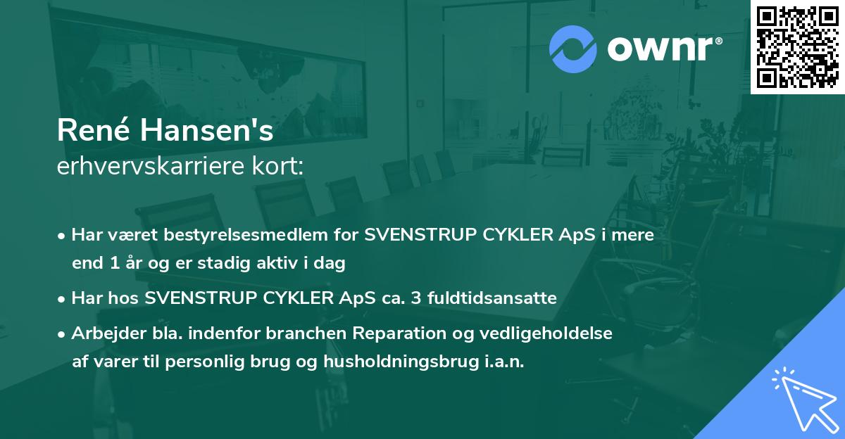 René Hansen's erhvervskarriere kort