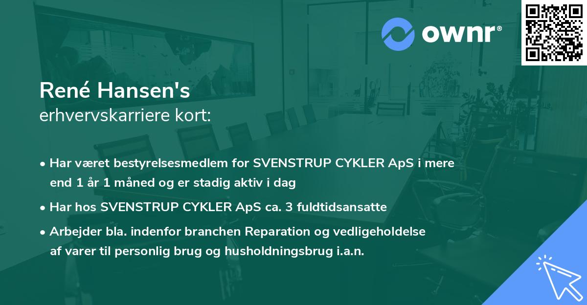 René Hansen's erhvervskarriere kort