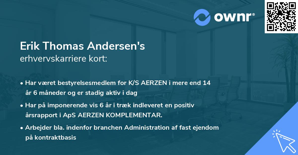 Erik Thomas Andersen's erhvervskarriere kort