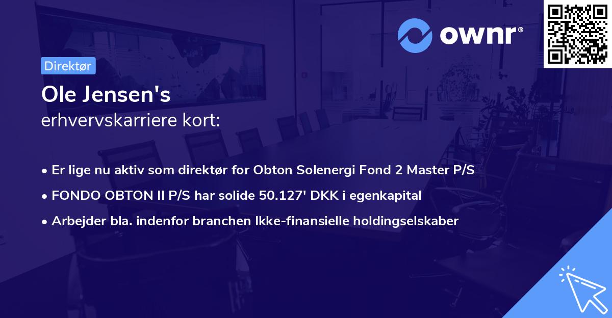 Ole Jensen's erhvervskarriere kort