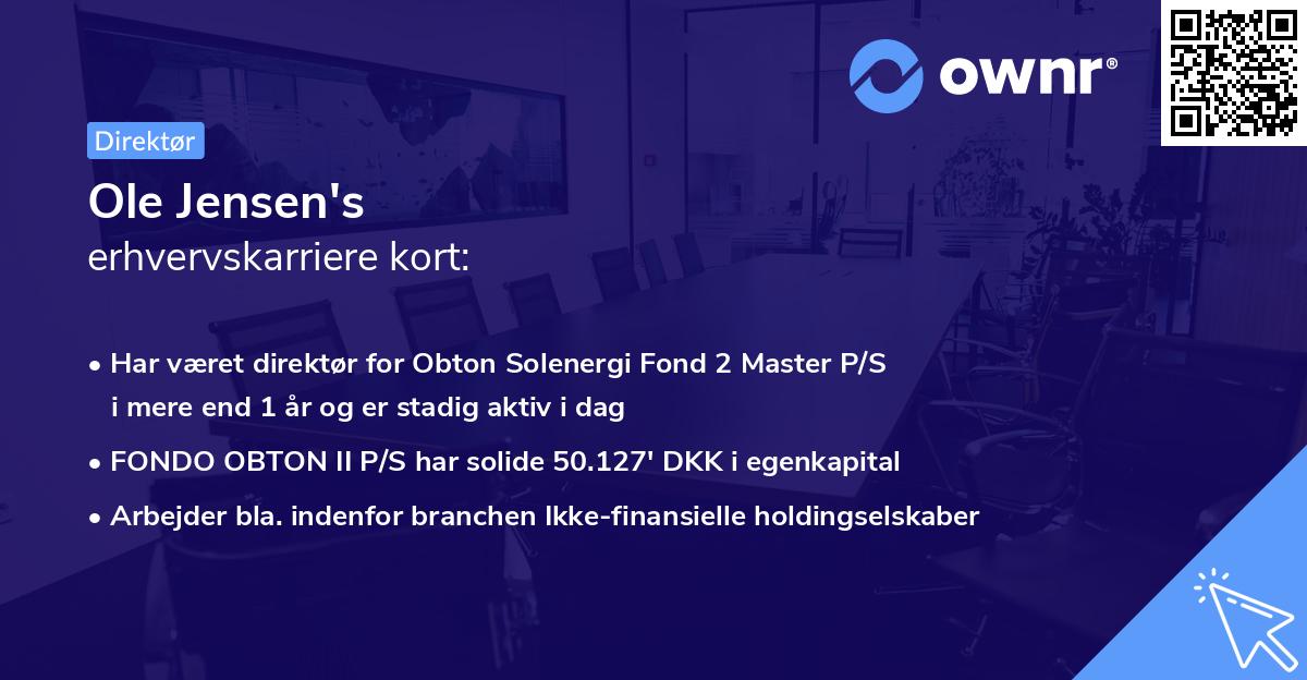 Ole Jensen's erhvervskarriere kort