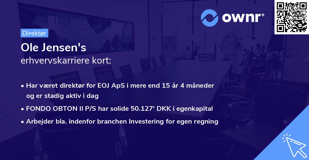Ole Jensen's erhvervskarriere kort