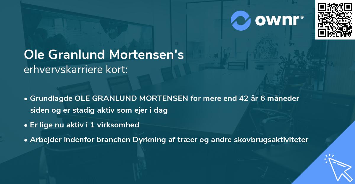 Ole Granlund Mortensen's erhvervskarriere kort