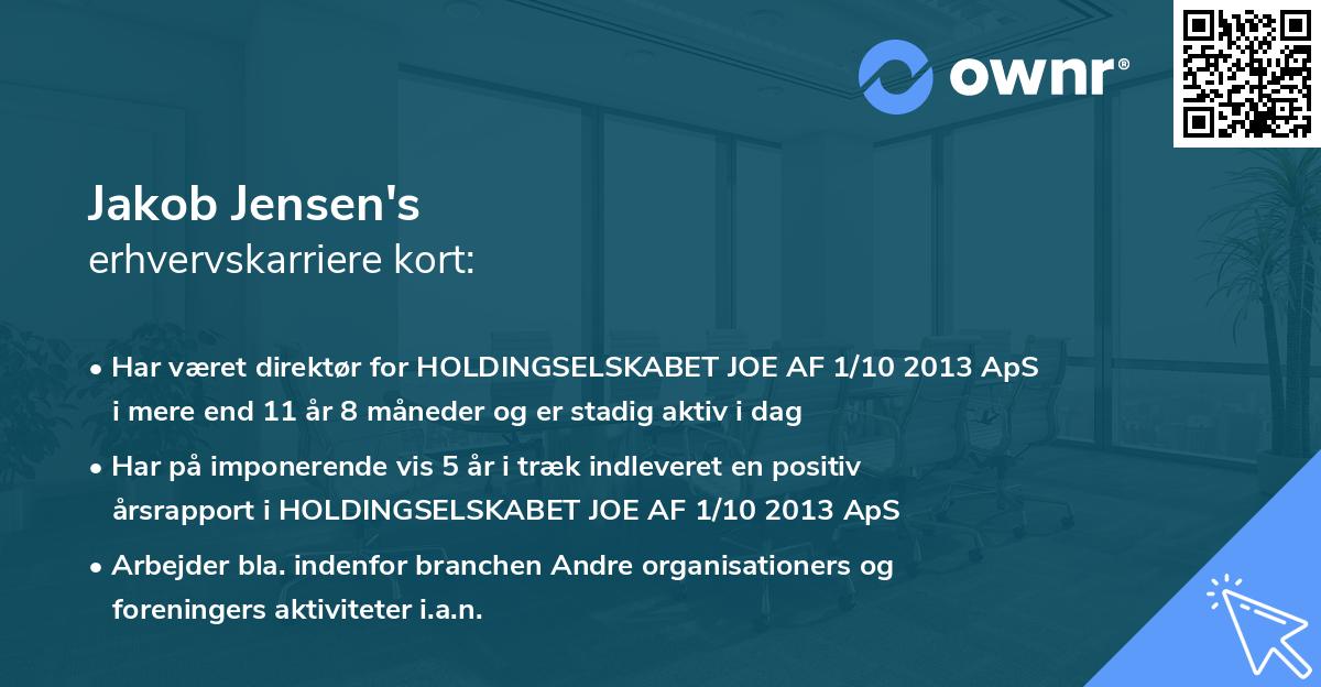 Jakob Jensen's erhvervskarriere kort