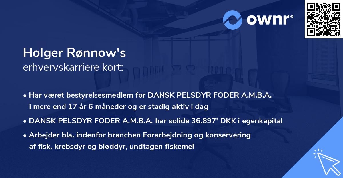 Holger Rønnow's erhvervskarriere kort