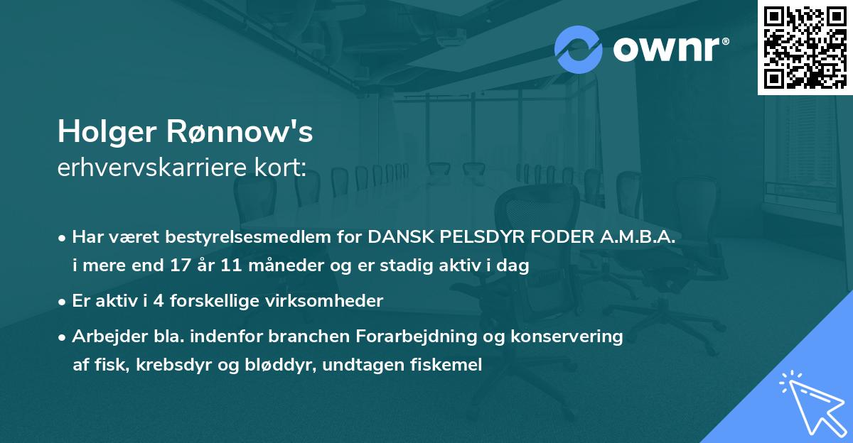 Holger Rønnow's erhvervskarriere kort