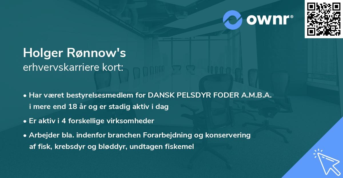 Holger Rønnow's erhvervskarriere kort