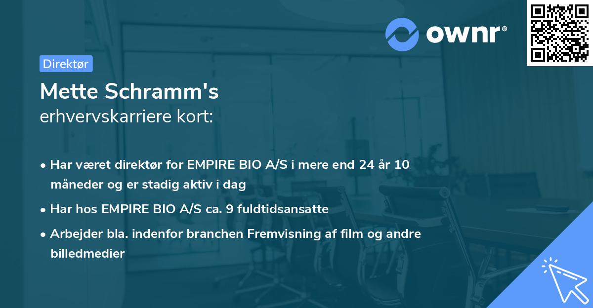 Mette Schramm's erhvervskarriere kort