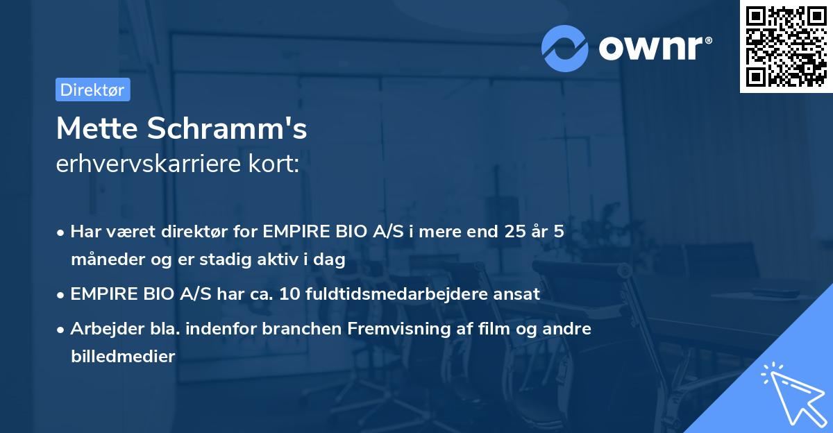 Mette Schramm's erhvervskarriere kort
