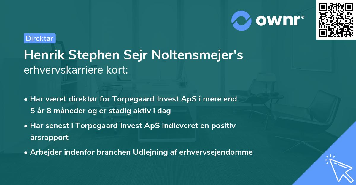 Henrik Stephen Sejr Noltensmejer's erhvervskarriere kort