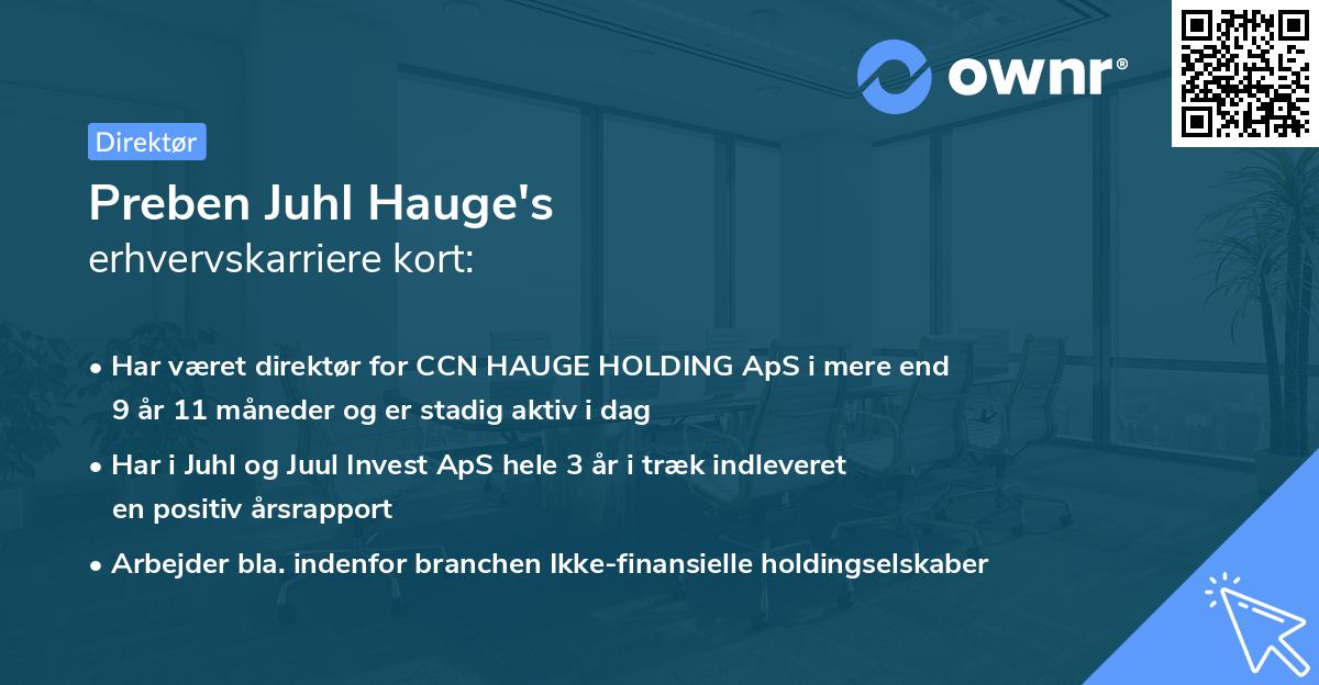 Preben Juhl Hauge's erhvervskarriere kort