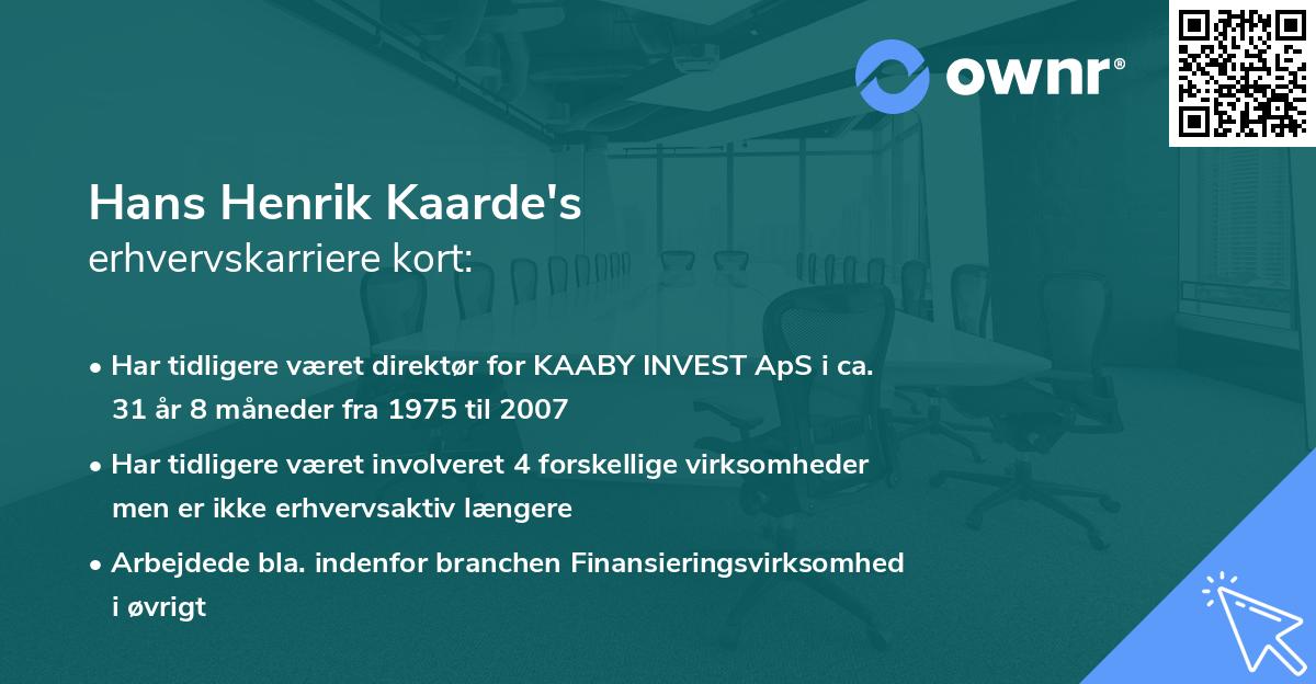 Hans Henrik Kaarde's erhvervskarriere kort
