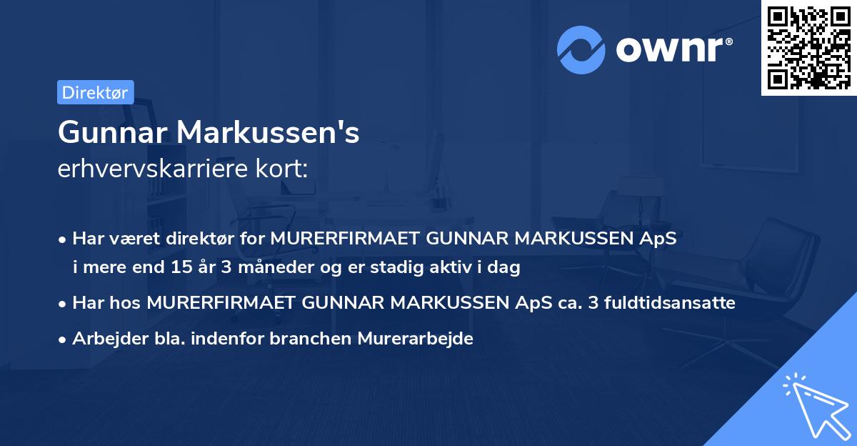 Gunnar Markussen's erhvervskarriere kort