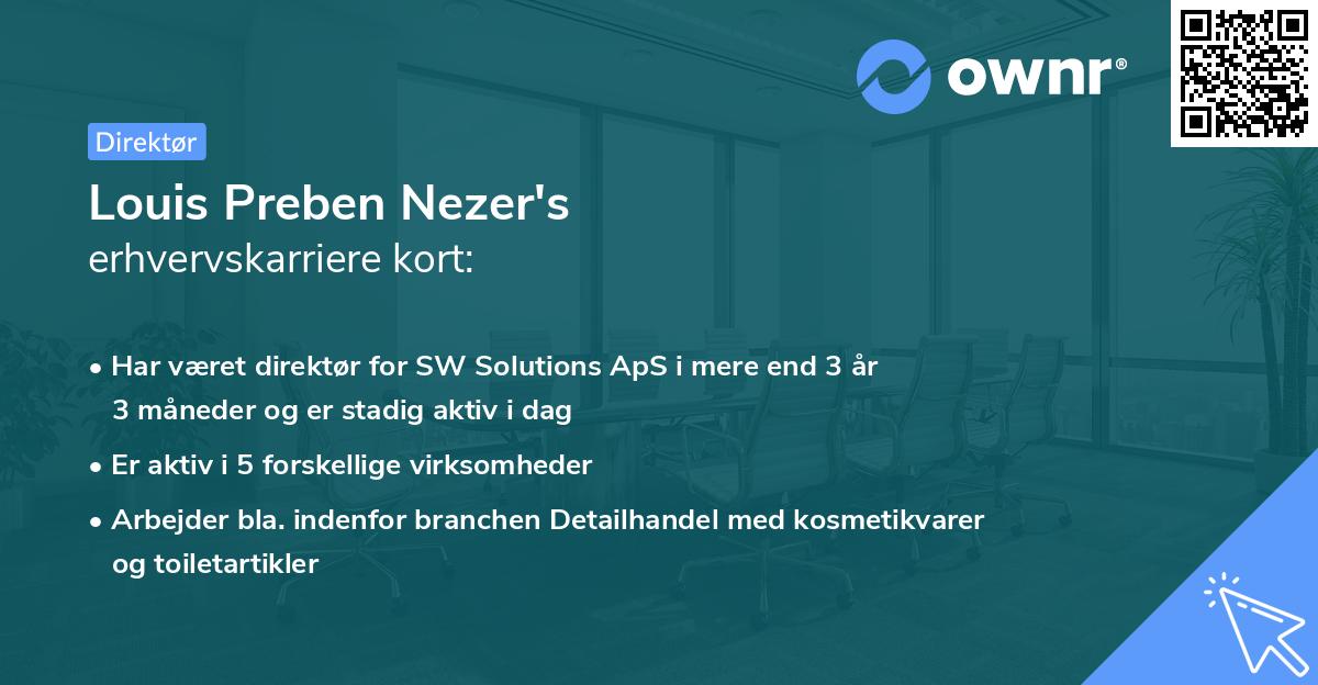 Louis Preben Nezer's erhvervskarriere kort