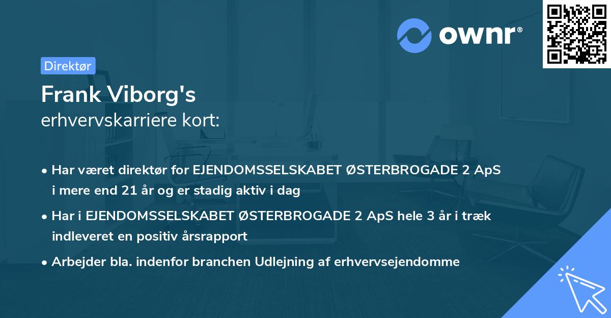 Frank Viborg's erhvervskarriere kort