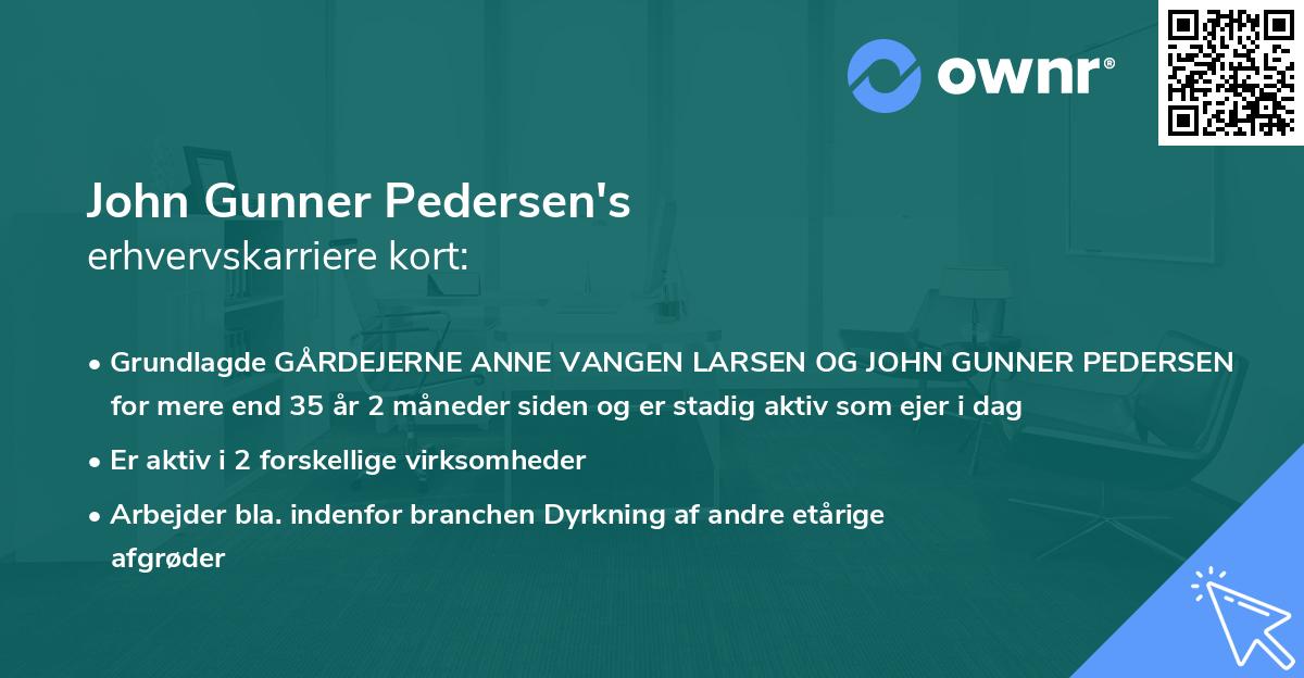 John Gunner Pedersen's erhvervskarriere kort