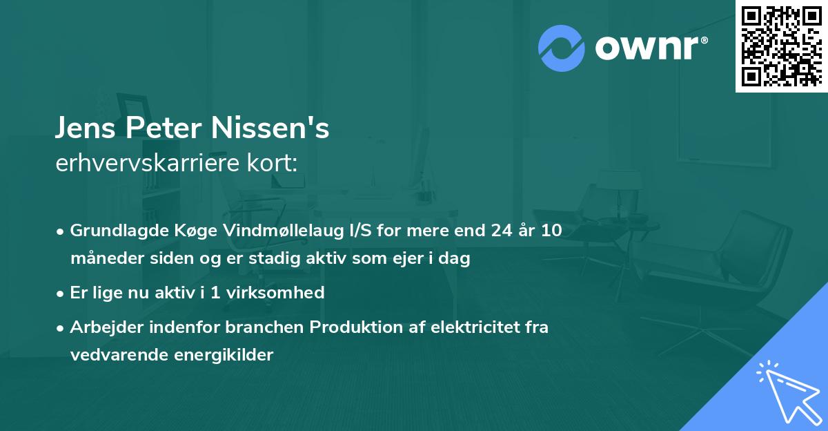 Jens Peter Nissen's erhvervskarriere kort