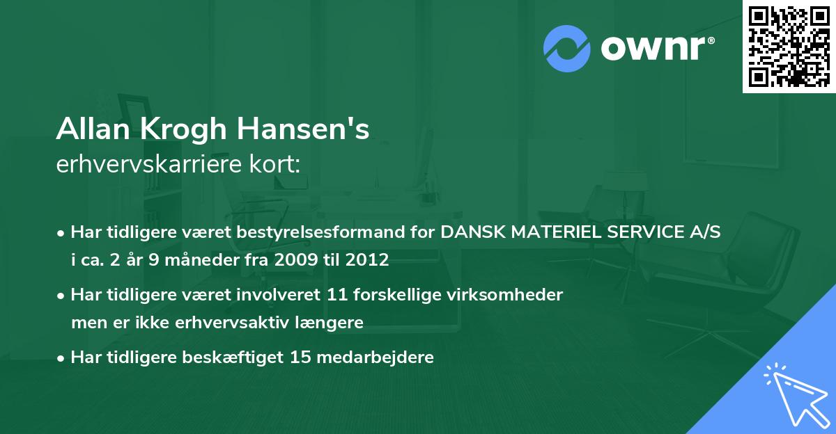 Allan Krogh Hansen's erhvervskarriere kort
