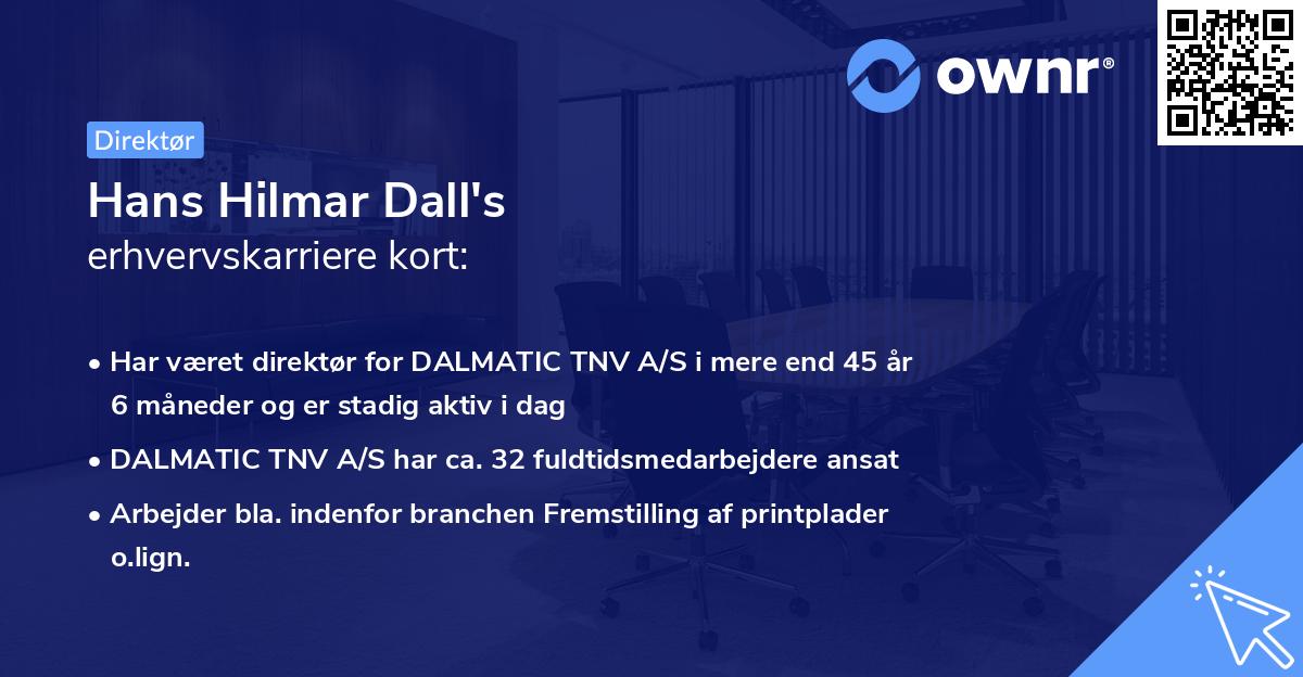 Hans Hilmar Dall's erhvervskarriere kort