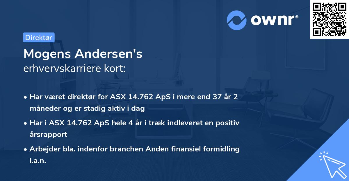Mogens Andersen's erhvervskarriere kort