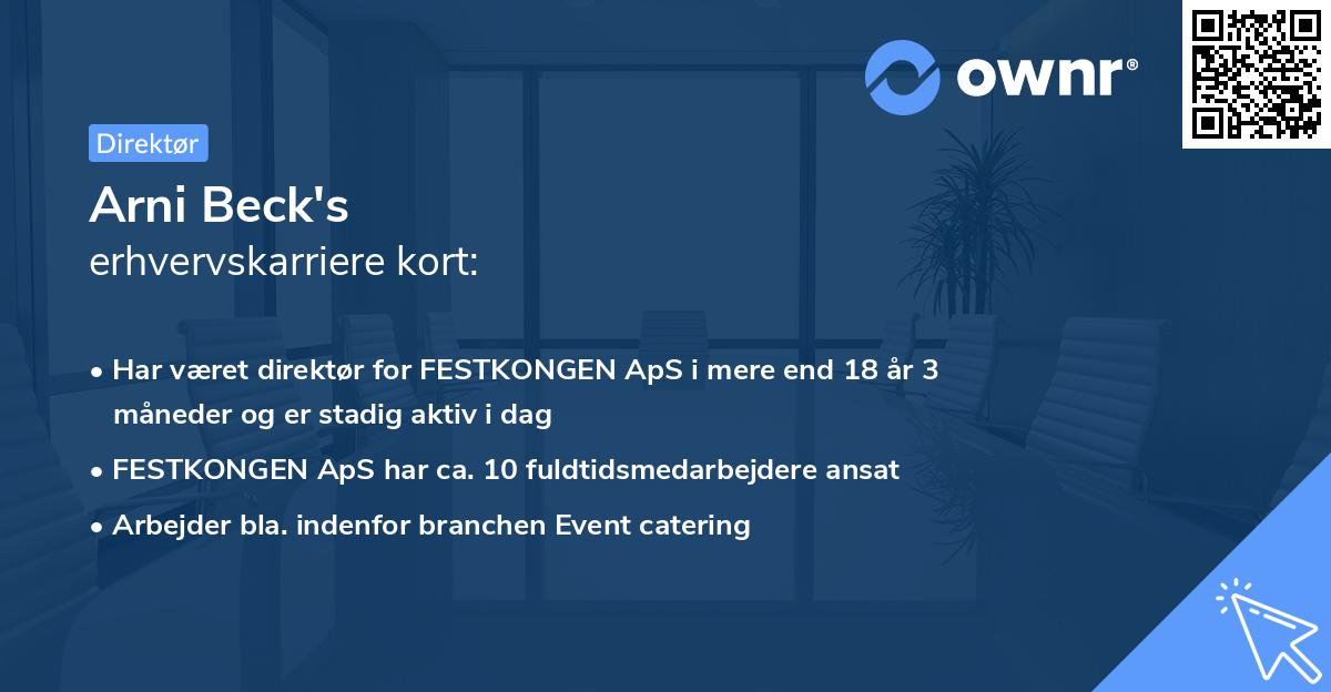 Arni Beck's erhvervskarriere kort