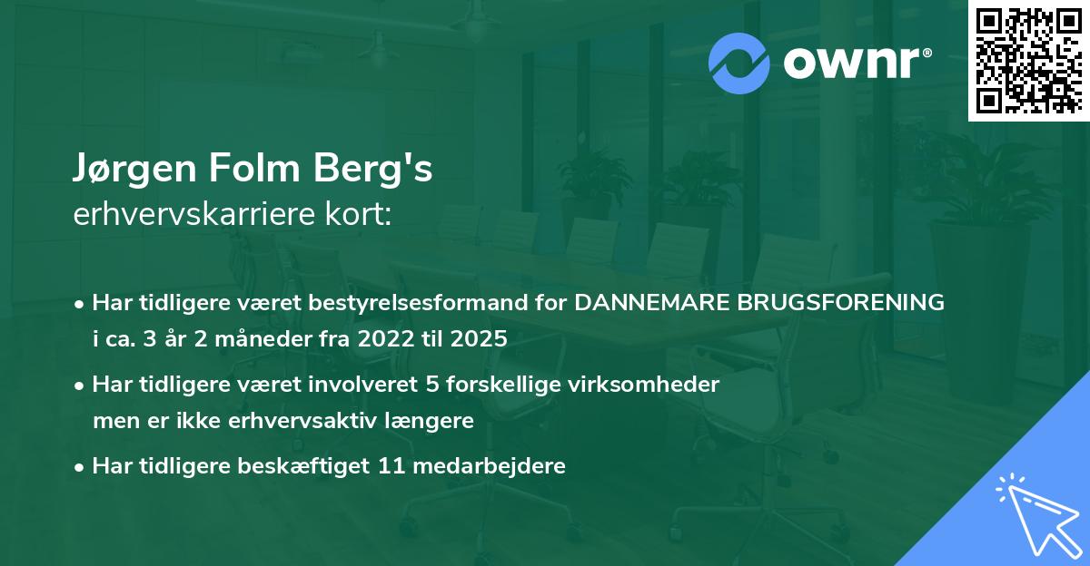 Jørgen Folm Berg's erhvervskarriere kort