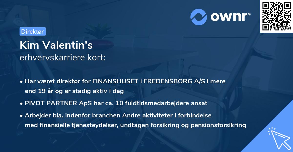 Kim Valentin's erhvervskarriere kort