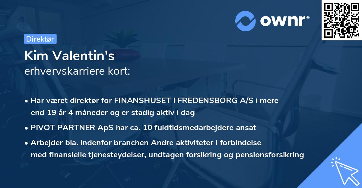 Kim Valentin's erhvervskarriere kort