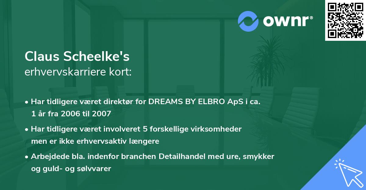 Claus Scheelke's erhvervskarriere kort
