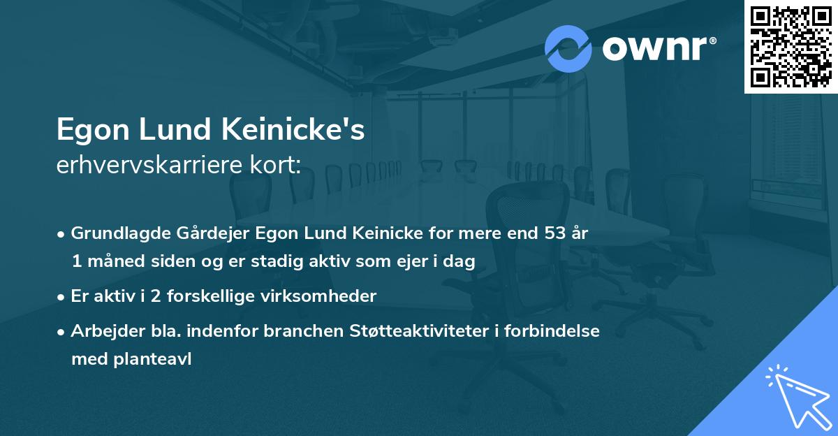 Egon Lund Keinicke's erhvervskarriere kort