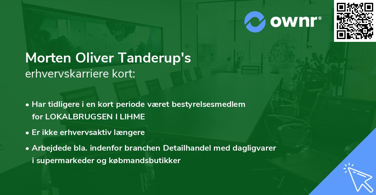 Morten Oliver Tanderup's erhvervskarriere kort