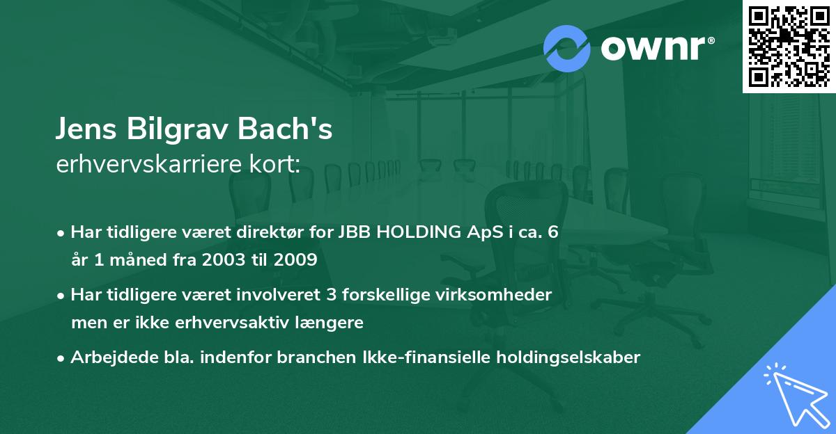 Jens Bilgrav Bach's erhvervskarriere kort