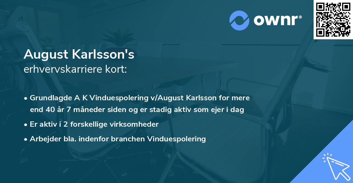 August Karlsson's erhvervskarriere kort