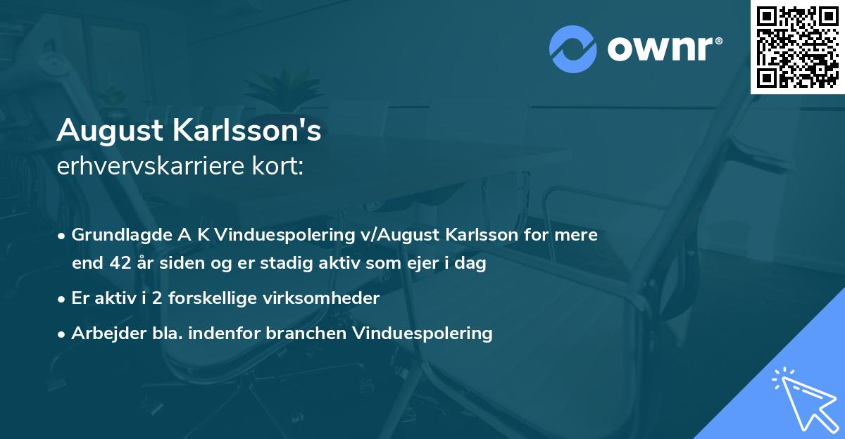 August Karlsson's erhvervskarriere kort
