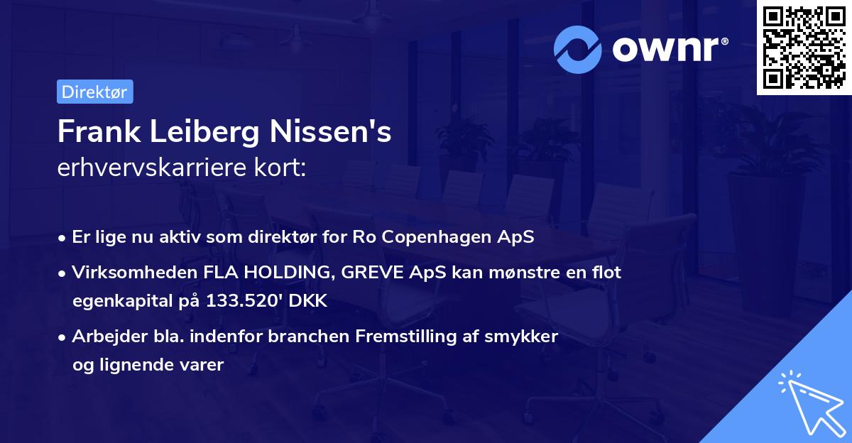 Frank Leiberg Nissen's erhvervskarriere kort