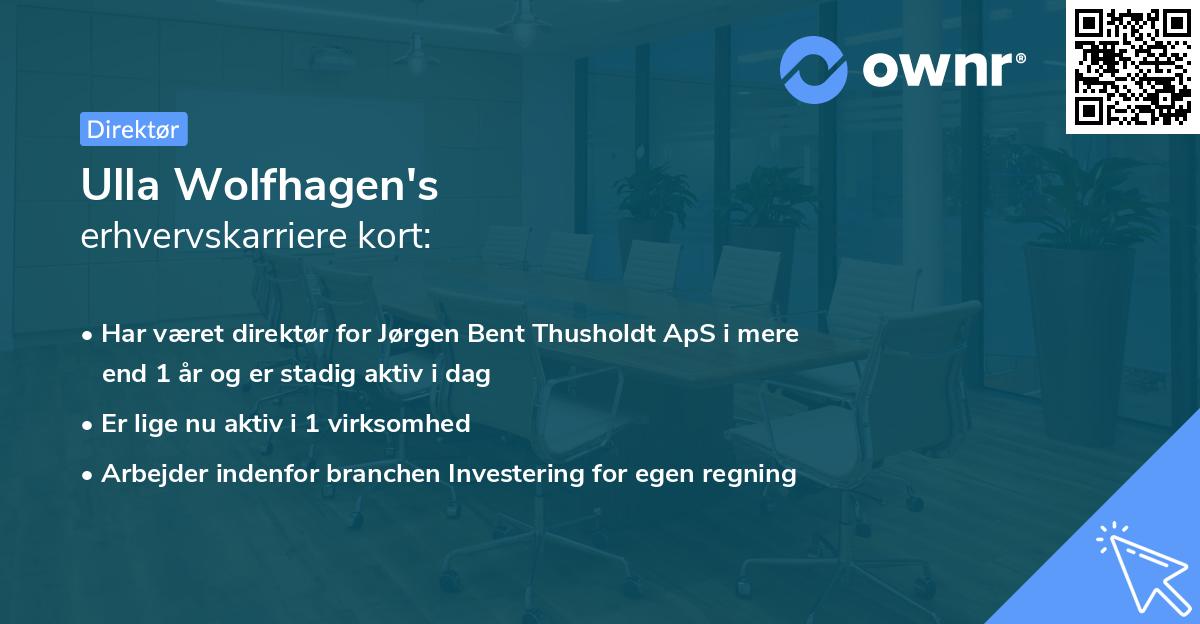 Ulla Wolfhagen's erhvervskarriere kort