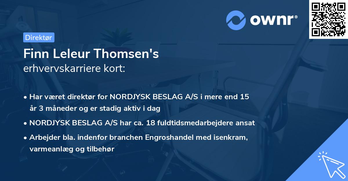 Finn Leleur Thomsen's erhvervskarriere kort