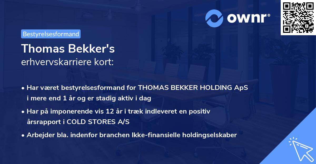 Thomas Bekker's erhvervskarriere kort