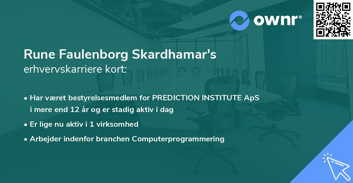 Rune Faulenborg Skardhamar's erhvervskarriere kort