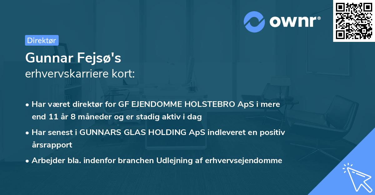 Gunnar Fejsø's erhvervskarriere kort