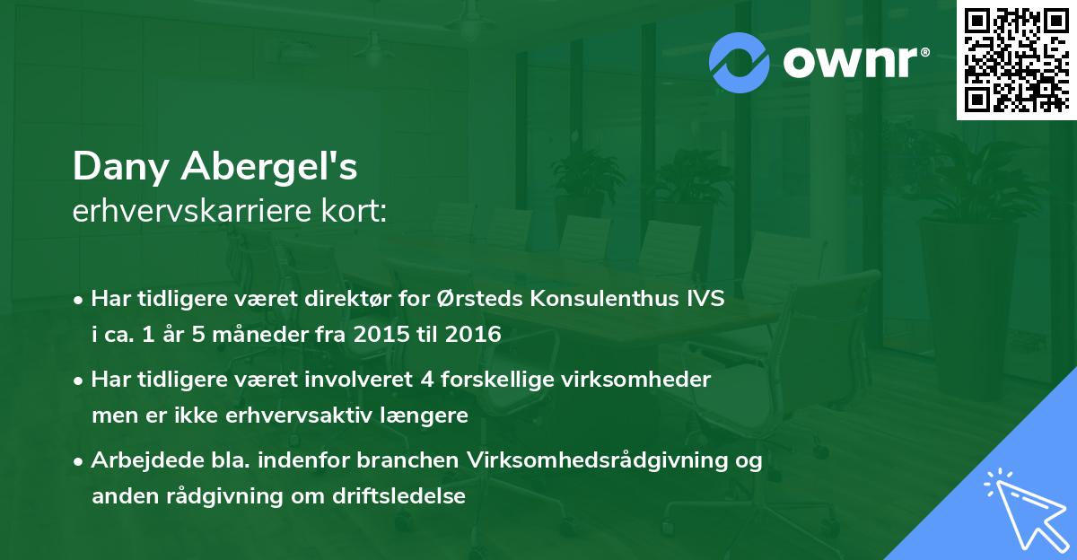 Dany Abergel's erhvervskarriere kort
