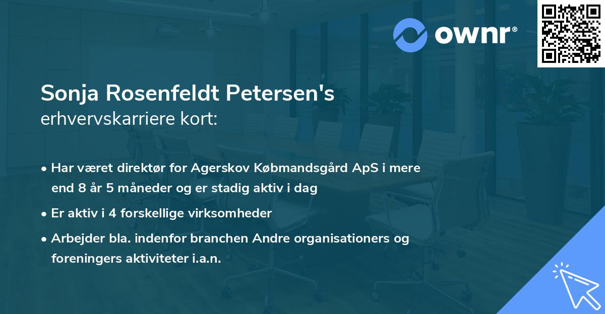 Sonja Rosenfeldt Petersen's erhvervskarriere kort