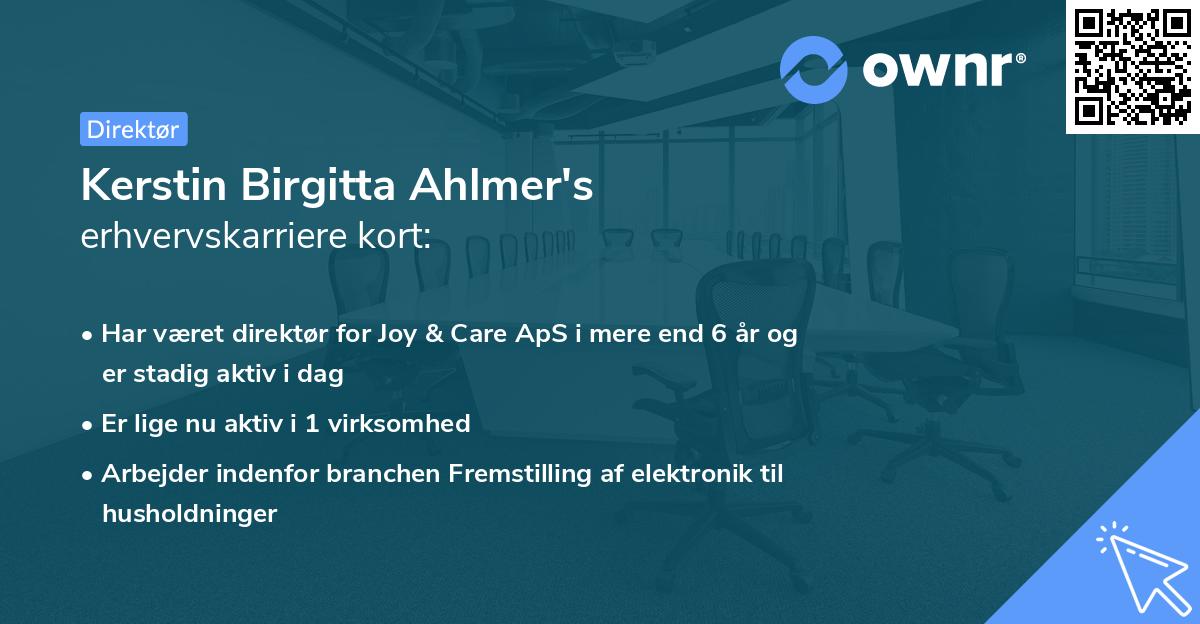 Kerstin Birgitta Ahlmer's erhvervskarriere kort