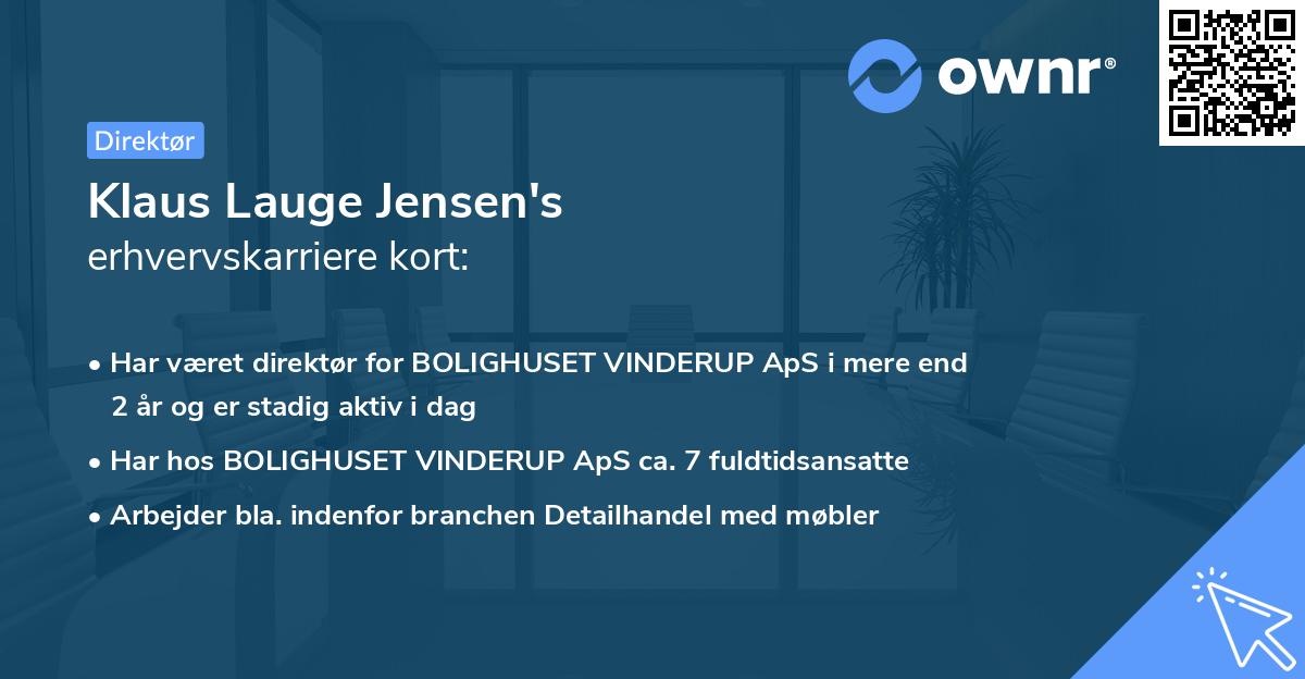 Klaus Lauge Jensen's erhvervskarriere kort