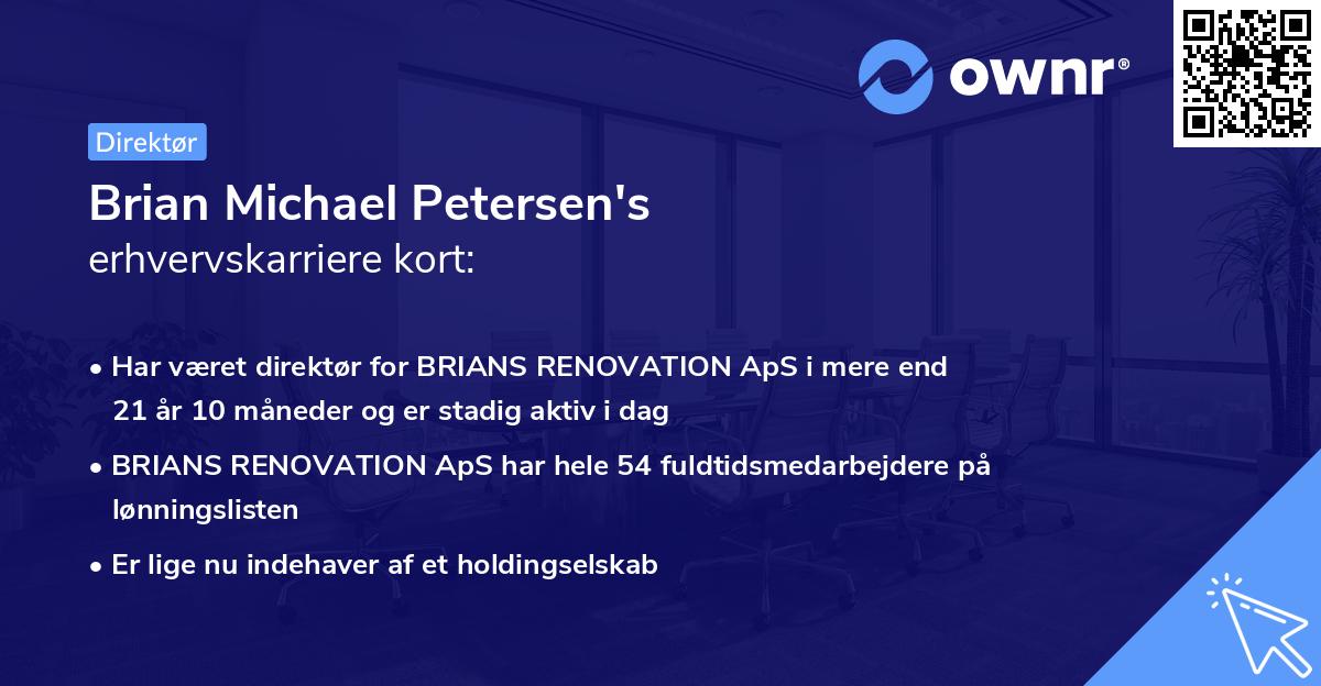 Brian Michael Petersen's erhvervskarriere kort